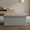 Gray Linen, variant on Home Design Florence Upholstered Folding Storage Bench for Adult Bedroom, Lemon Grass Linen, Modern Style, Hidden Storage Seat