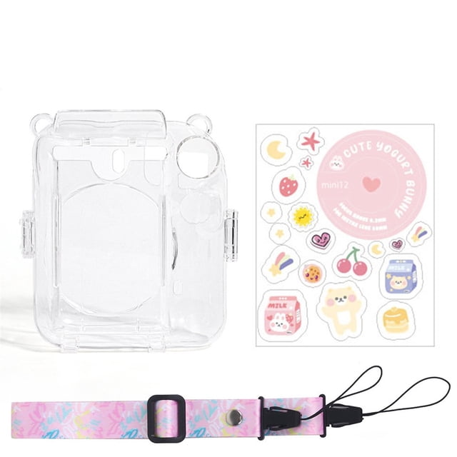 Estuche Protector para Cámara Mini 12, Bolsa de Almacenamiento con Correa para el Hombro, Juego de Pegatinas, Color Rosa