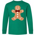 thumbnail image 3 of Inktastic Cute Gingerbread Man with Red Plaid Bowtie Long Sleeve Youth T-Shirt, 3 of 5