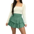 thumbnail image 4 of Franhais Women Mini Skirt Summer Casual Ruffle Pleated High Waist Skirt for Beaches Club Streetwear, 4 of 9