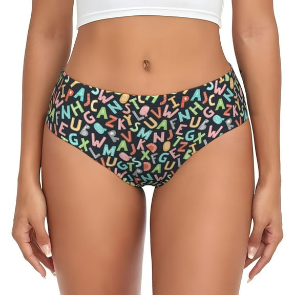 Womens Underwear - Alphabet No Show Seamless Underwear for Women, Stretch Women's Panties, Hipster Soft Comfort Ladies Panties Bikini Underwear Briefs