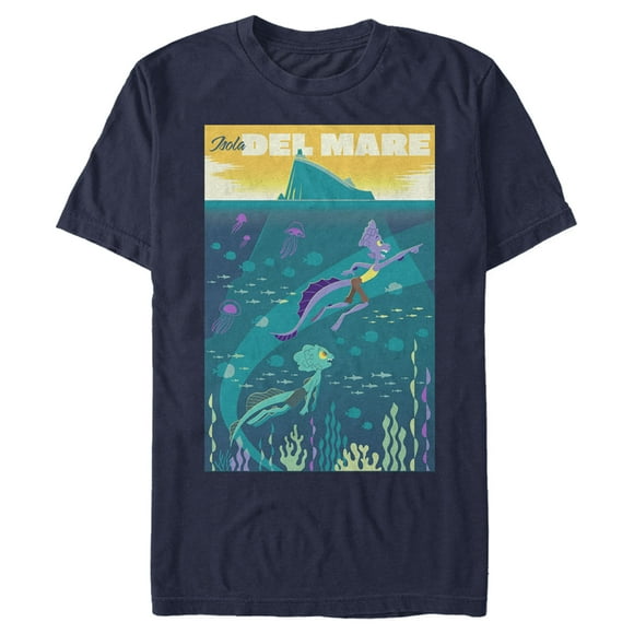 Men's Luca Isola Del Mare Poster  T-Shirt - Navy Blue - Large