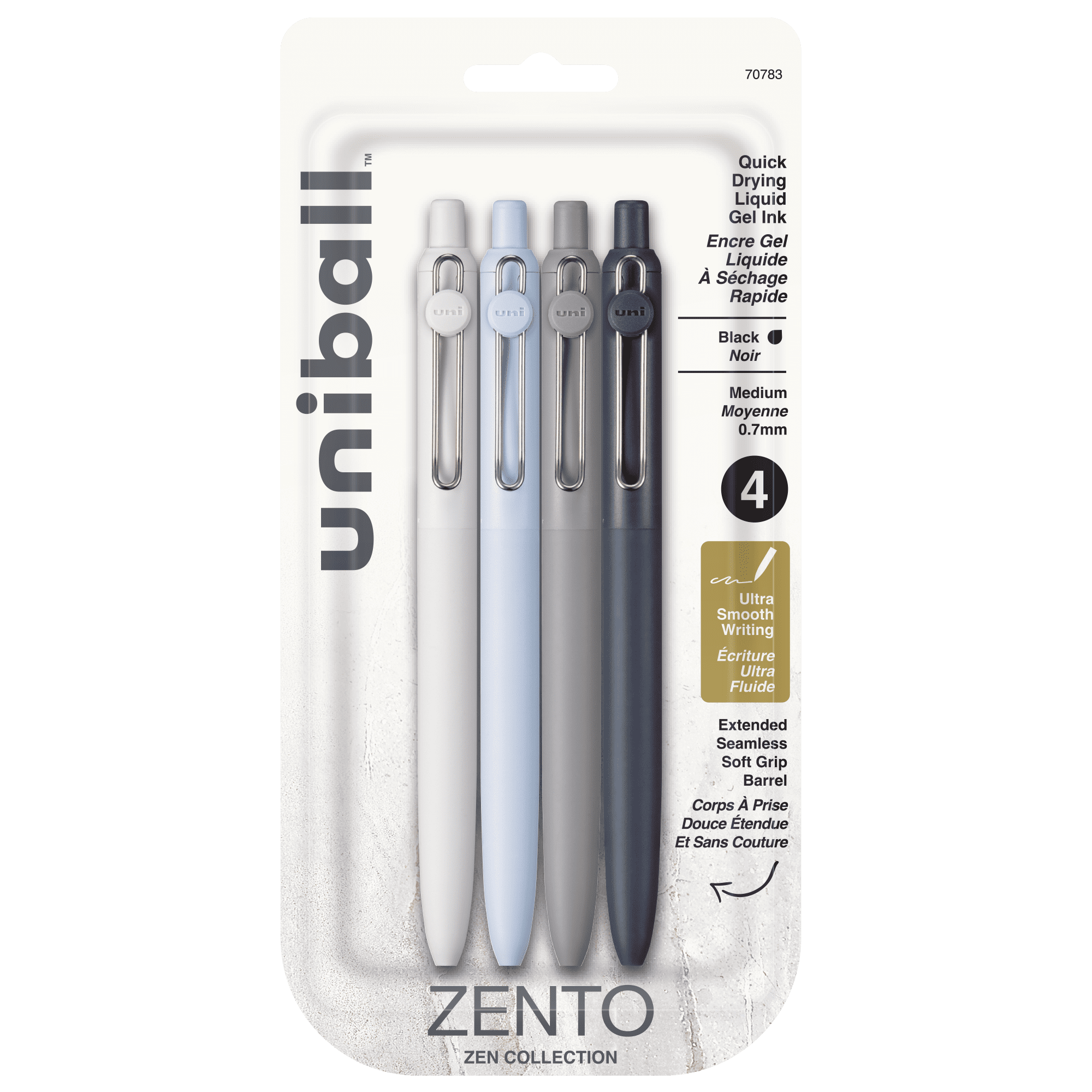 uniball™ Zento Retractable Pens, Medium Point (0.7mm), Black Ink
