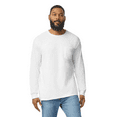 thumbnail image 2 of Gildan Ultra Cotton Men’s Long Sleeve Pocket T-Shirt, Casual Crewneck Tee, White, S, 2 of 5