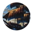 thumbnail image 4 of Orinice Pirate Ship Ocean Flag Round Table Cover Stain Resistant Washable Indoor Outdoor Tablecloth Kitchen Dining Wedding Parties Outdoor Fitted 100% Polyester Fiber 42-46, 4 of 8