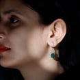 thumbnail image 6 of Womens Emerald Drop Earrings with Moissanite - 8X10 mm Oval Shape Lab Grown Emerald, 14K White Gold, 6 of 8