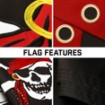 thumbnail image 3 of G128 Combo Pack: 16 Ft Telescoping Aluminum Flagpole (Black) & Pirate Jolly Roger Red Head Scarf Flag 3x5 Ft, ToughWeave Series Embroidered 300D Polyester | Pole with Flag Included, 3 of 9