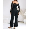 thumbnail image 4 of ZEFORTEX Womens Dressy Jumpsuits Casual One Piece Outfits Off Shoulder Lace Trim Overalls Straight Leg Pants, 4 of 11