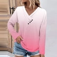 thumbnail image 2 of Diufon Fall Tunics for Women Casual loose Printed Blouses Button V Neck Long Sleeve Tops, 2 of 5