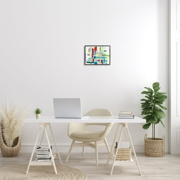 Stupell Colorful Cross Hatch Abstraction Framed Giclee Texture Art Black Framed - 11 x 14