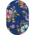 thumbnail image 1 of Unique Loom Blossom Bright Colors Area Rug 4' x 6' Oval Blue/Pink, 1 of 1