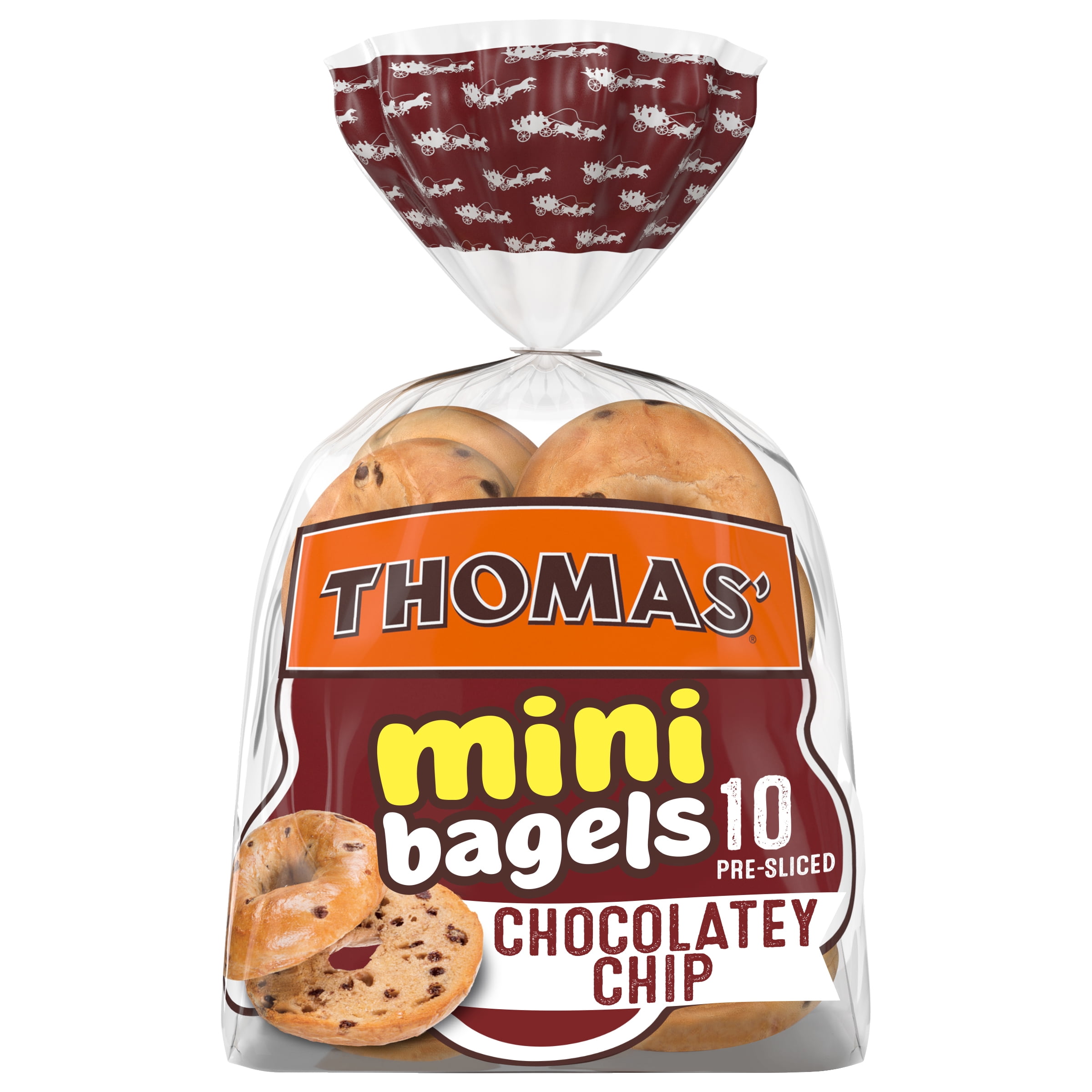 Thomas' Chocolatey Chip Mini Bagels, 10 Pre-Sliced Mini Bagels, 15 Oz