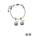 thumbnail image 3 of Delight Jewelry Silver-tone 3-D Large Jack O' Lantern with Leaves - Silver-tone Rope Charm Bead Dangle with Mini 2025, 3 of 4