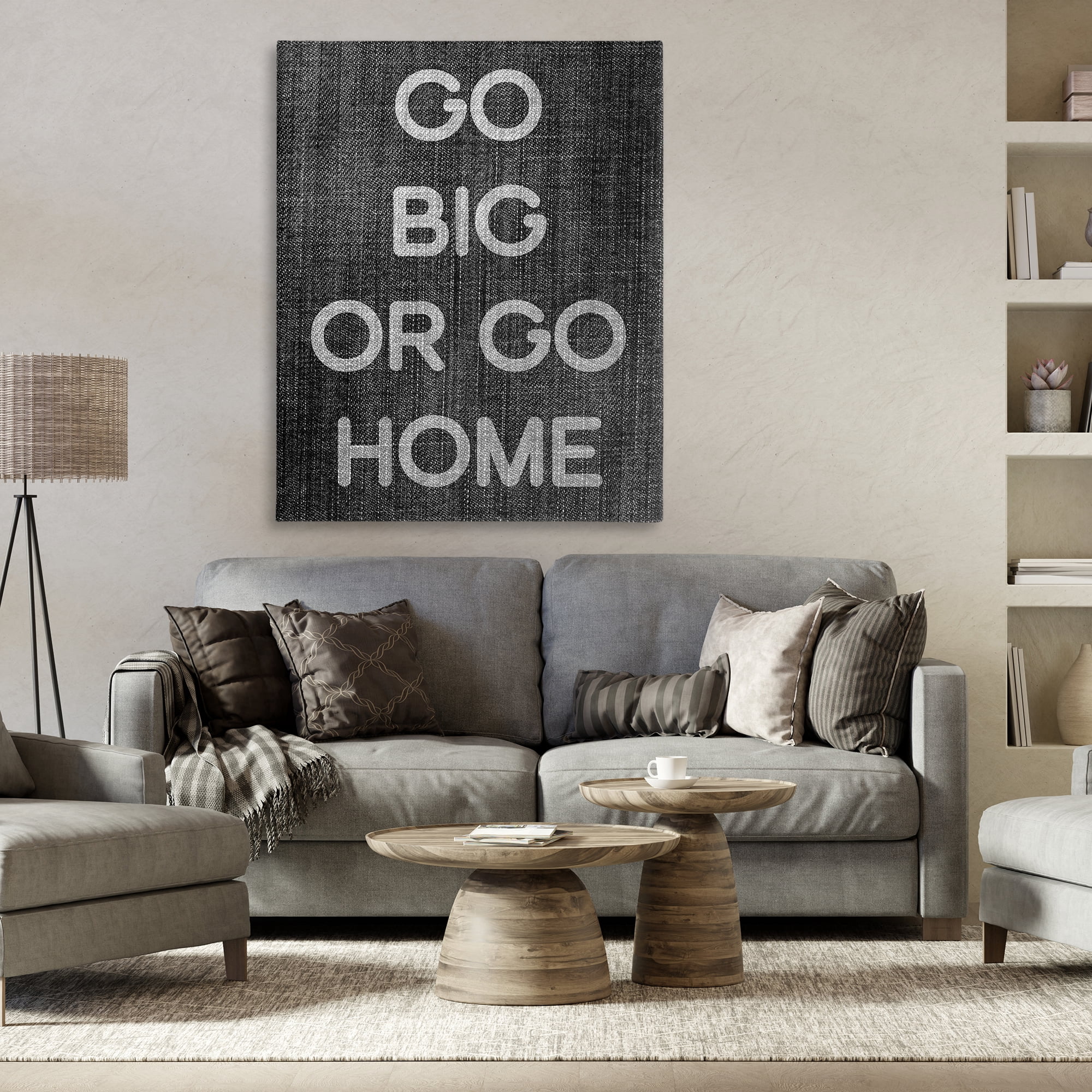 Stupell Industries Go Big or Home Phrase Text & Numbers Painting Wrapped Canvas Art Print Wall Art, 36 x 48