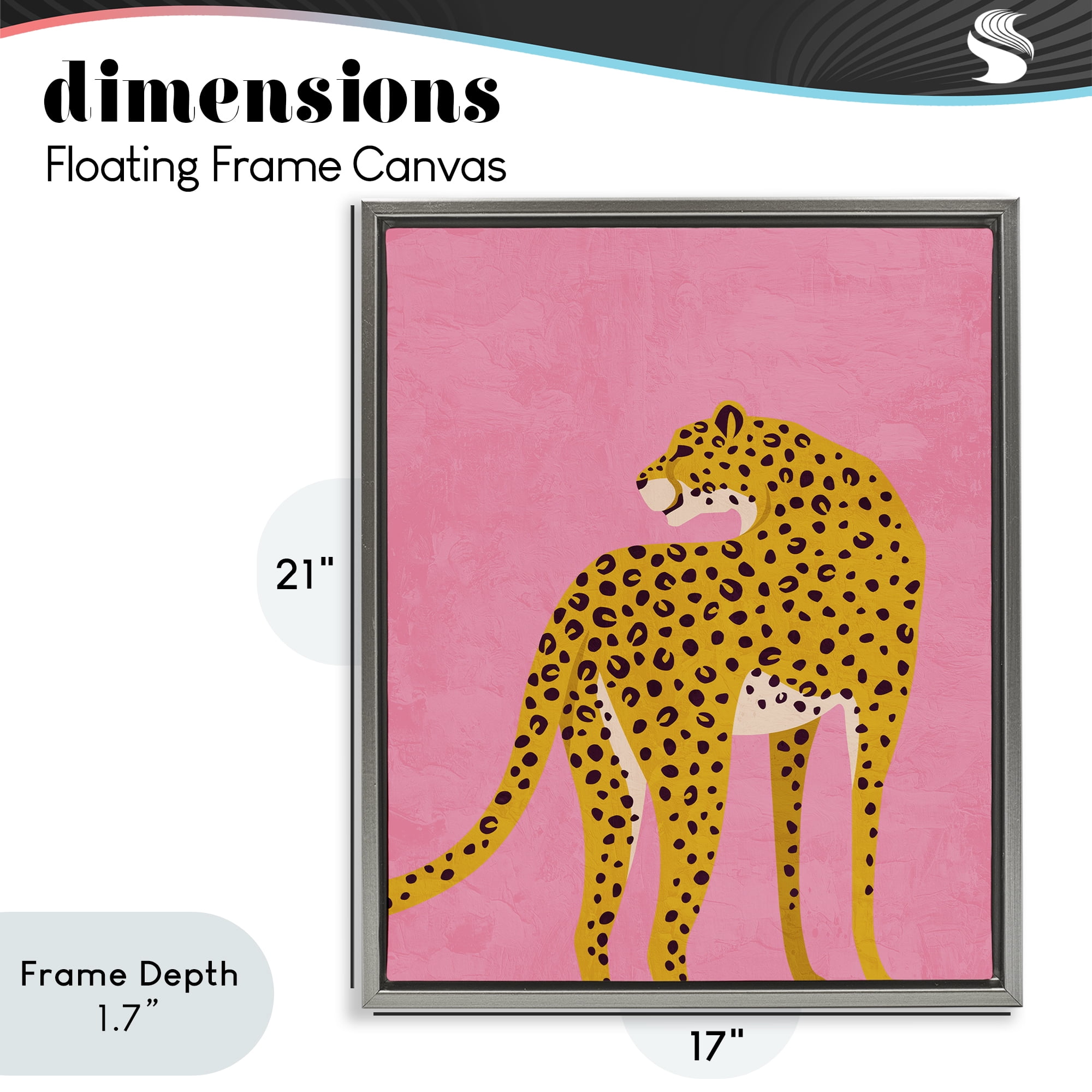 Stupell Industries Leopard on Pink Serenade Gray Framed Floater Canvas Wall Art, design by Kim Allen