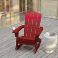 thumbnail image 3 of BizChair Adirondack Rocking Chair with Cup Holder, Weather Resistant HDPE Adirondack Rocking Chair in Red, 3 of 11