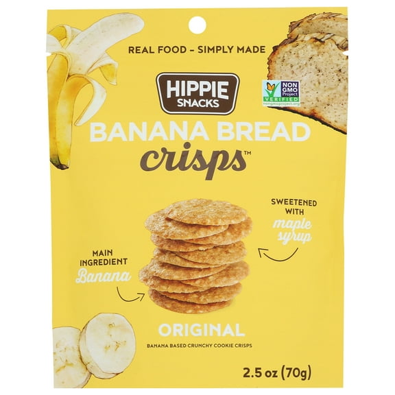 Pack of 8,  Hippie Snacks Banana Bread Crisps 2.5 Ounce