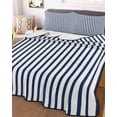 thumbnail image 3 of Quilts Full Size Bedding Set, Navy Blue Vertical Striped Lightweight Quilted Comforter, Farmhouse Thin Line Stripes Soft Reversible Bedspread Coverlet with Pillow Covers for All Season, 78" x 90", 3 of 7