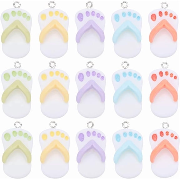 1 Box 20Pcs 5 Colors Flip Flop Charms Bulk Slipper Charms Resin Mini Cute Flipflops Slippers Summer Beach Shoes Flatback Charm for Jewelry Making Charms Women DIY Necklaces Earrings Crafts