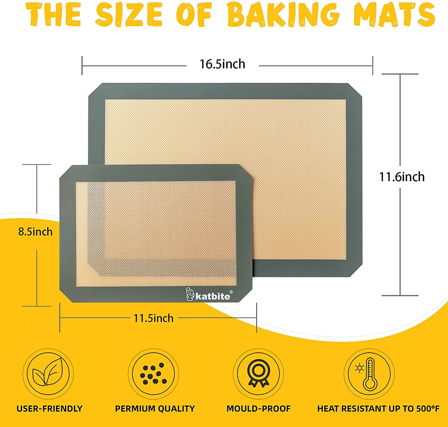 Katbite Silicone Baking Mat Set 11.6 in x 16.5 in Reusable & Nonstick  Bakeware Liners 3 Pieces 