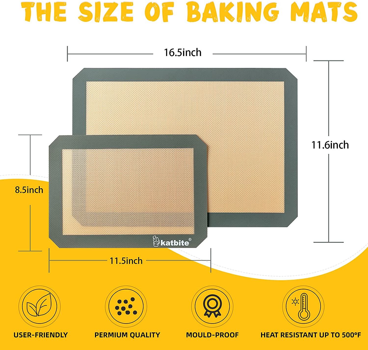 Katbite Silicone Baking Mat Set, 3-Piece Nonstick Bakeware Liners photo 2