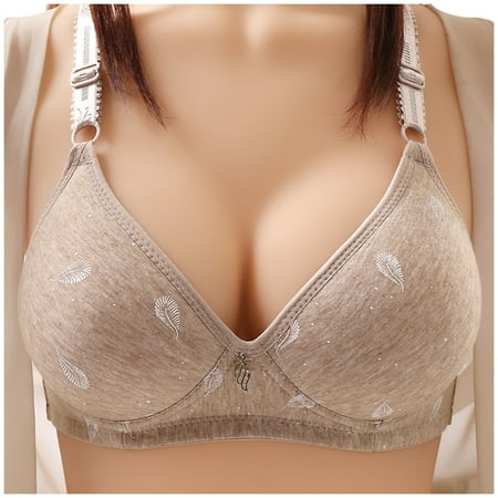 OJSFQUFP Cute Bralette Grey Push Up Floral Print Bra for Women Bras None Underwire Brassiere Front Closure Breathable Push Up Bralett 42