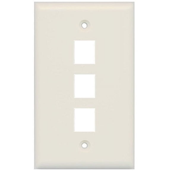 RiteAV Blank Wall Plate for Keystone Jacks - Light Almond 1 Gang 3 Port