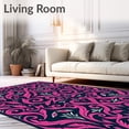 thumbnail image 2 of ODIKA 2'x3' Machine Washable Non-Slip Area Rug, Botanical Fern Scrolls with Elegant Leaf Filigree Motif High Traffic Rug, Pink, 535733, 2 of 7