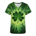 thumbnail image 6 of Women's St. Patrick's Day Scrub Top Plus Size V-Neck Short Sleeve Scrub Top Printed Workwear Nurse Uniform,XXL,E, 6 of 6