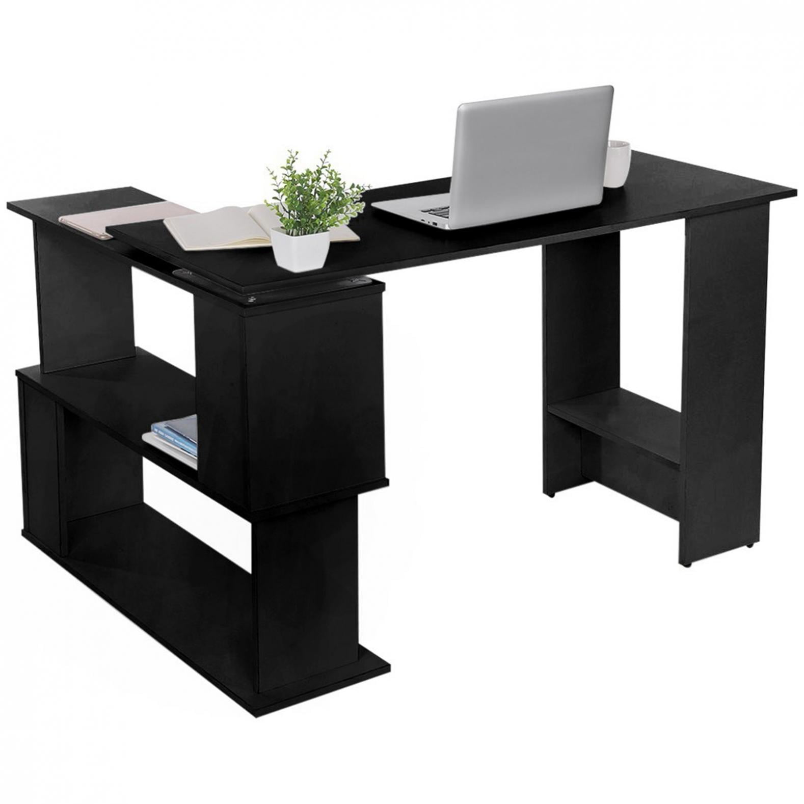LShaped Computer Desk Corner Laptop Workstation Student Desk Bookshelf