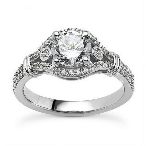 Solitaire With Accent Ring Three Stone Anniversary Ring 2.2 Ct Diamond 14K White Gold Over