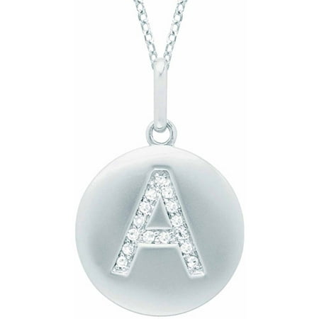 Diamond Accent Sterling Silver Round Initial A Disc Pendant