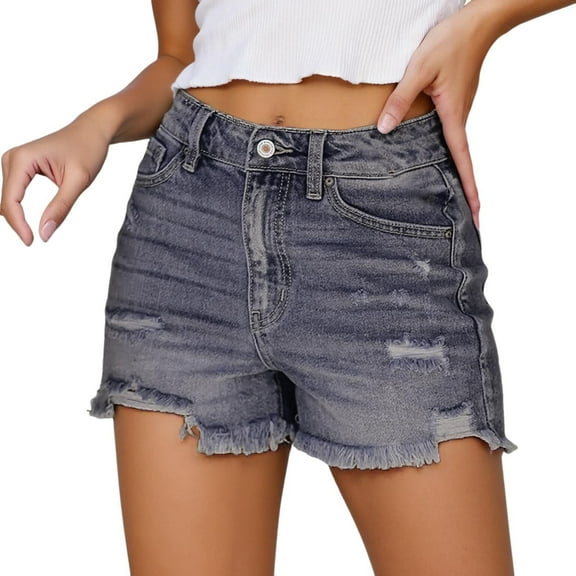 WAYUTE Women's Shorts Shorts for Dressy Casual Ripped Distressed Jean Short High Waisted Stretch Summer Jorts with Pockets