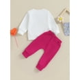 thumbnail image 5 of Musuos Toddler Girl Fall Clothes 6 12 18 24M 3T LetterHeart Print Round Neck Long Sleeve Pullover Long Pants Outfit, 5 of 10