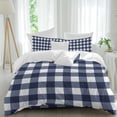 thumbnail image 2 of Navy Blue Check Duvet Cover Set, Farmhouse Buffalo Plaid Blue Soft Duvet Cover Full Size Bedding Set 4 Pieces, 1 Quiltcover and 2 Pillowcases with Zipper, 1 Bed Sheet for All Seasons, 2 of 9