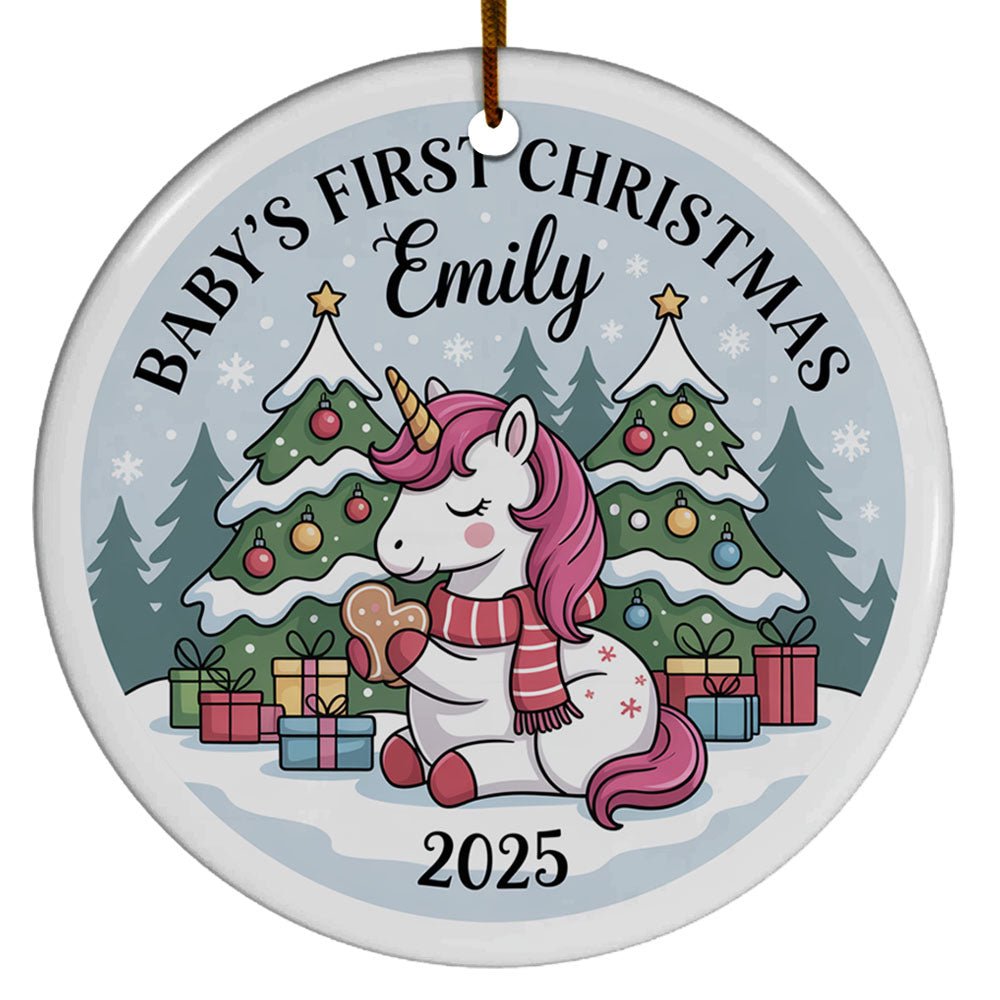 Keepsake Unicorn Baby's First Christmas 2025, Unicorn First Christmas Ornaments Gifts for Kids Boy Girl, Unicorn Baby's First Christmas Ornament