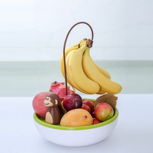 Soporte para plátanos Produce Saver de plástico blanco sin BPA, diseño que ahorra espacio para un almacenamiento eficiente en la cocina, ideal para garantizar la frescura de las frutas en entornos