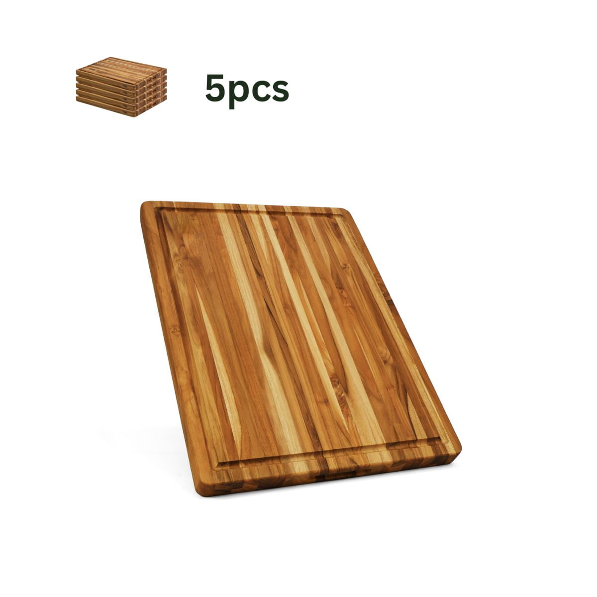 Teak Cutting Board, Reversible Chopping Serving Board with Juice Groove