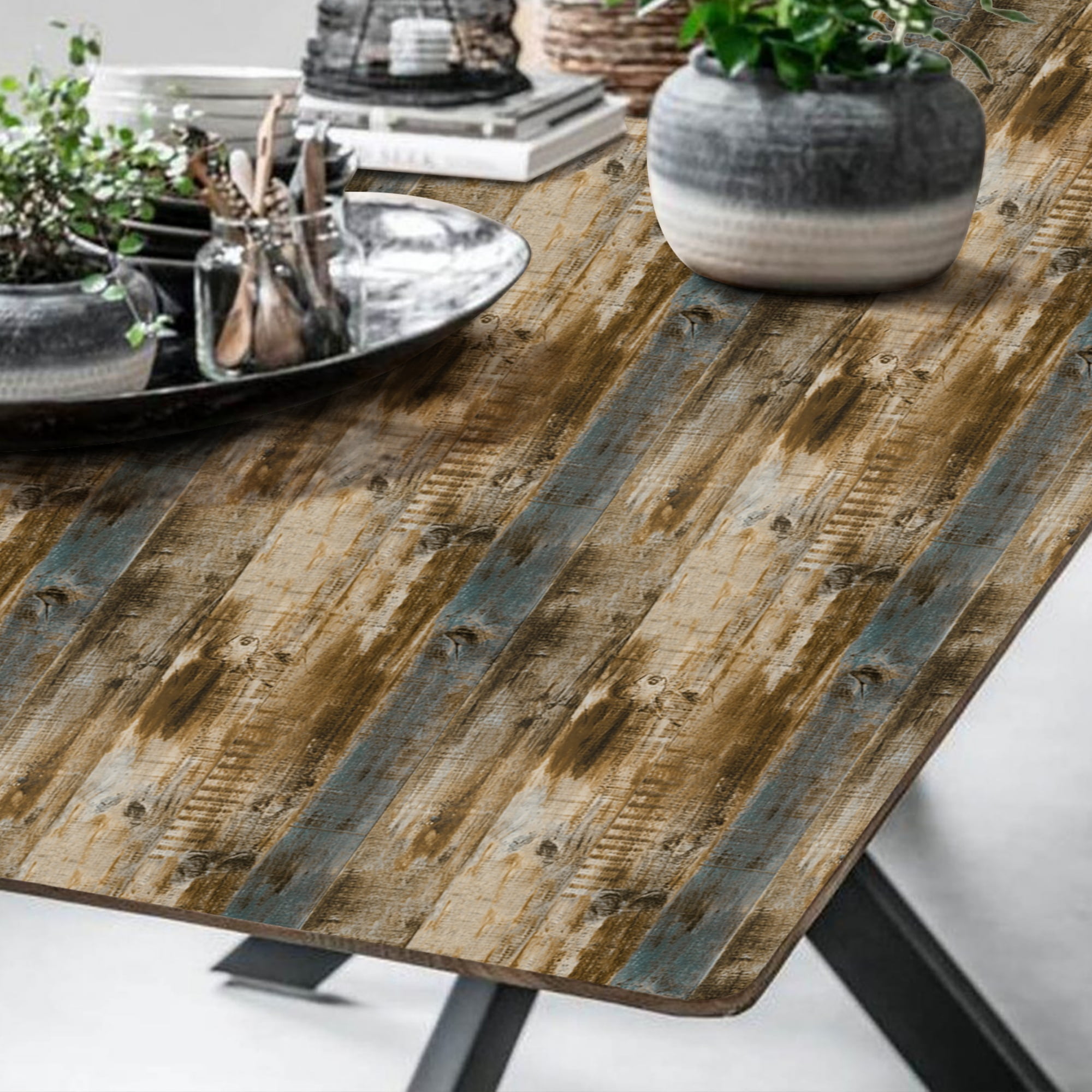 (2 pack) Abyssaly 17.7" x 118" Brown Wood Wallpaper Contact Peel and Stick Wallpaper Waterproof Self-Adhesive and Removable Wood Plank Wall Paper for Kitchen Bedroom Wall Countertop Home Renovation