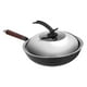 thumbnail image 4 of Sartén de hierro con tapa, wok para cocinar, sartén para tortillas, sartén wok sin revestimiento plano de 32 cm, 4 of 9