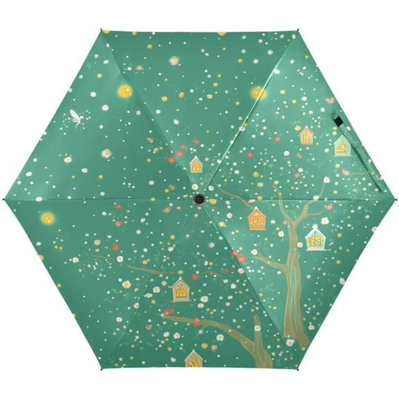 Fantasy Pattern Design Umbrellas for Sun Auto Open Close UV50  Waterproof 5-Fold Compact Fiberglass Frame