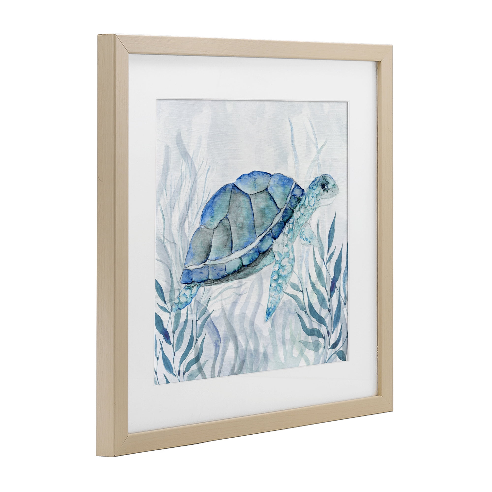 Stupell Industries Smiling Turtle Gaze Birch Framed Print Under Glass, design by Janet Tava