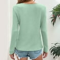 thumbnail image 6 of Oplxuo Dressy Casual Waffle Tops for Women Button Up V Neck Long Sleeve T-Shirts Loose Pullover Basic Solid Tuinc Blouse, 6 of 6