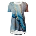 thumbnail image 5 of Hauts d'Été zanvins Tendance pour Femmes, Col Rond, Hauts Amples, Blouse Décontractée à Imprimé à Manches Courtes, 5 of 5