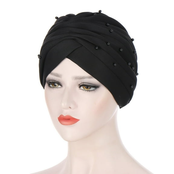 BEFOKA Headscarves for Women Pre Tied Solid Sliper On Caps Headwears Turban Headwrap Knot Pleated Chemo Headwears for Women
