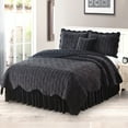 thumbnail image 2 of Home Soft Things 4 Piece Diamond Square Bedspread Quilts Set - Jet Black - King (102" x 90"), 2 of 5