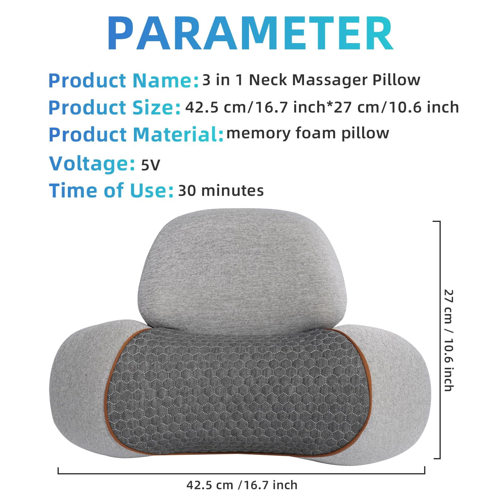 Zahazoho 3-in-1 Memory Foam Neck Pillow with Heat Therapy, Ergonomic  Cervical Hump Corrector for Neck Pain Relief, Gray
