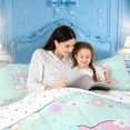thumbnail image 4 of meiyoeat Pastel Rainbow Initial D Twin Comforter Sets,Floral Gradient Monogram Print Bedding Set For Girl,Reversible,2pcs,1 Comforter and 1 Pillowcase, 4 of 7
