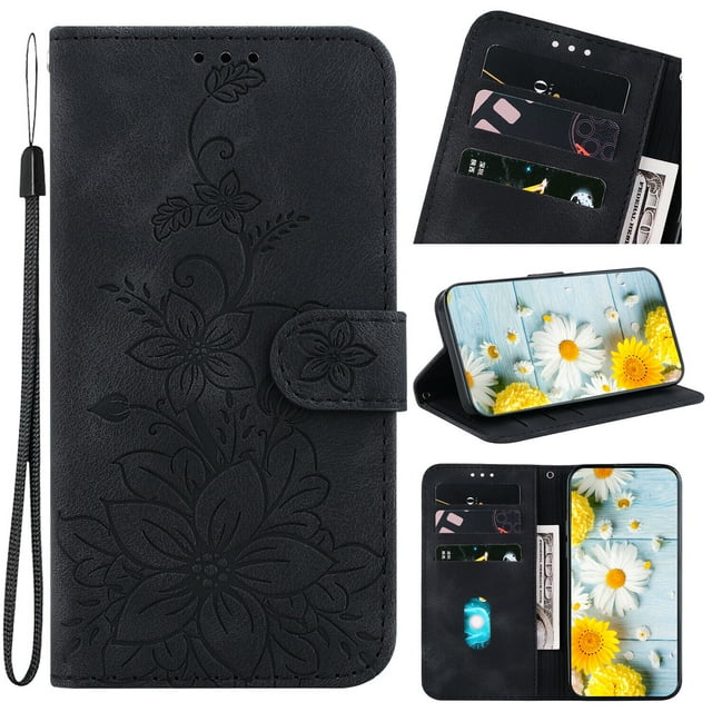 Compatible avec Google Pixel 8 Étui Portefeuille en Relief avec Porte-Cartes en Cuir PU à Rabat