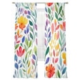 thumbnail image 7 of Spring Floral Sheer Curtains 96 Inch Length 2 Panels Set, Colorful Summer Botanical Flowers Abstract Voile Window Treatment Semi Sheer Long Curtains Drapes for Bedroom/Living Room/Kitchen 52"x96"x2, 7 of 7